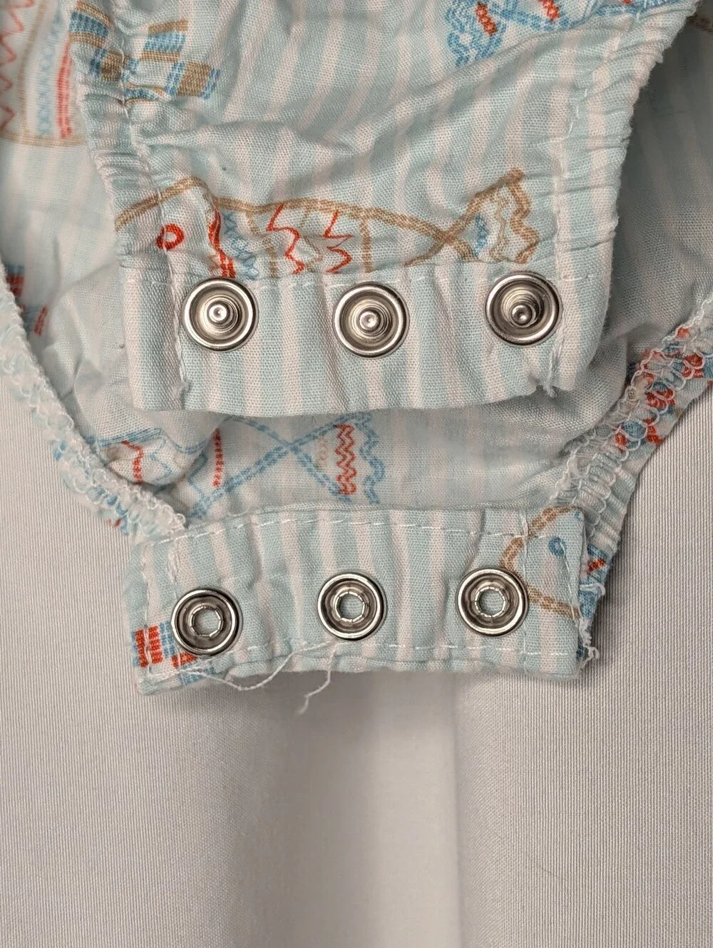 picapino Baby Boy Fish Print Light Blue Striped Bodysuit Romper 6/9M 6-9 Months